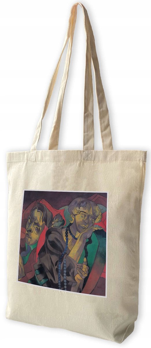 Shopper Tas met Witkacy "Twee Hoofden" Print - Duurzaam Katoen