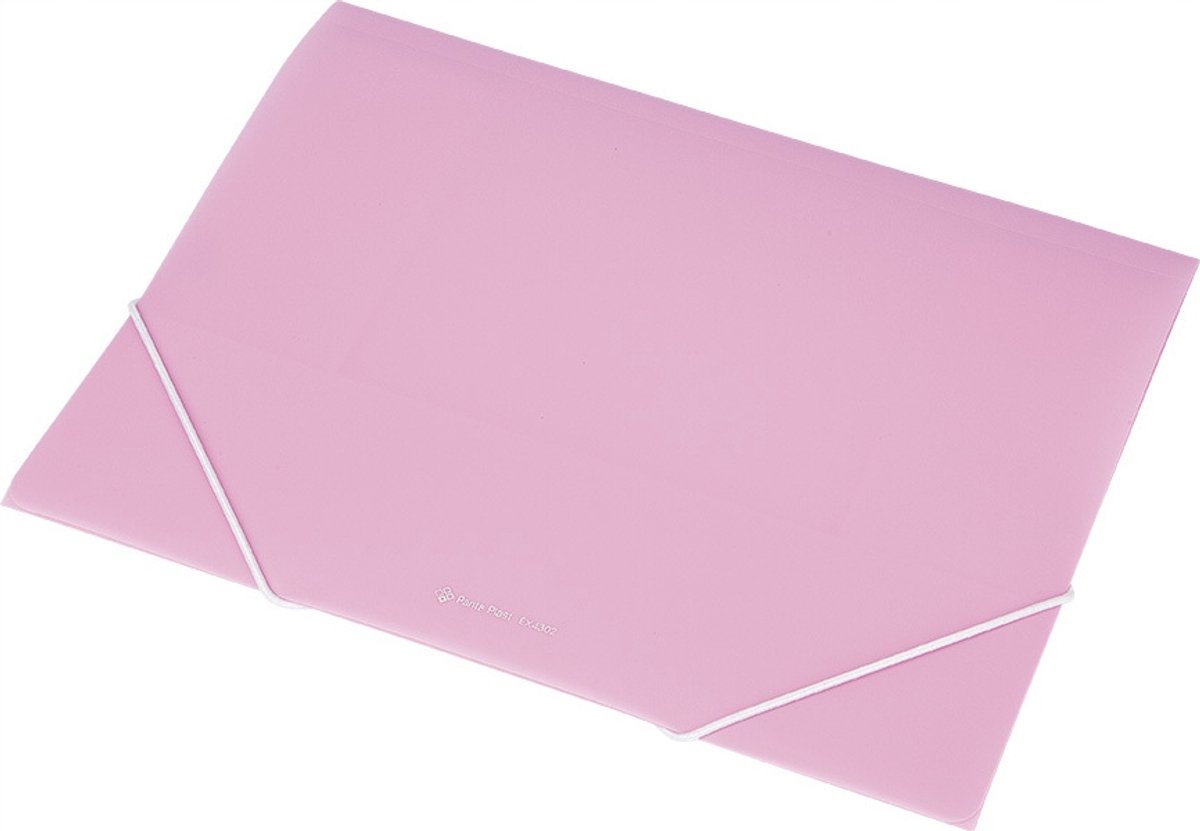 Roze A4 Kaart met Elastiek - Sterk PP Plastic