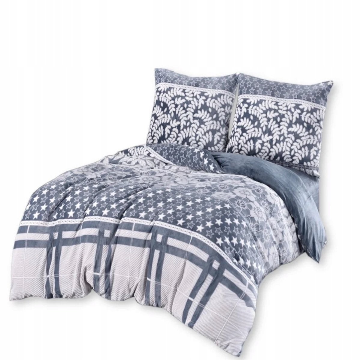 Warme beddengoedset van microvezel 200x220 - Cosy Bear Grey