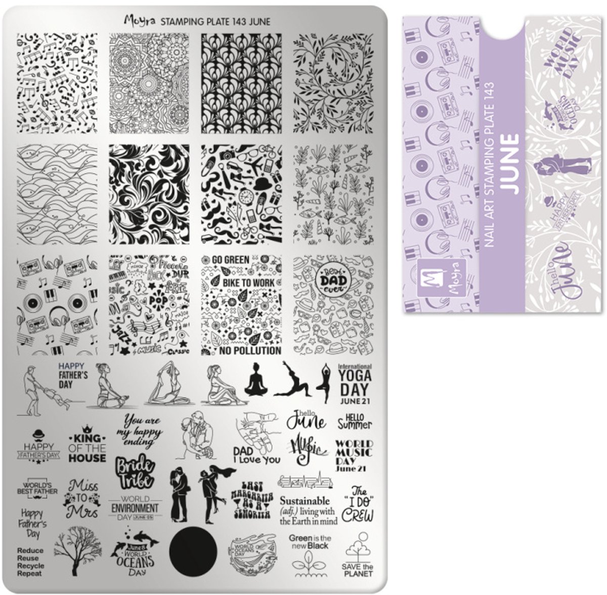 Moyra Stamping Plate 143 JUNE + Gratis Try-on Sheet