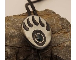 Bolo tie berenklauw - leren stropdas klauw van een beer - makkelijke stropdas - sierlijke western das - bruiloft stropdas - country & western stropdas - nekveter indianen teken berenklauw - lederen nekkoord das - line dancing das