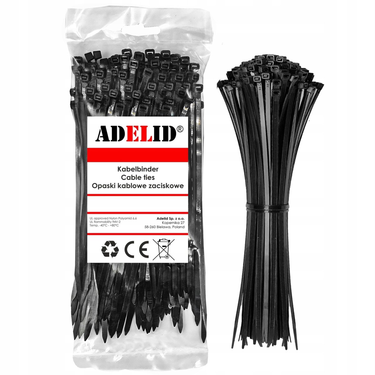 100x Kabelbinders Zwart 8.8x500mm Sterke Nylon Banden