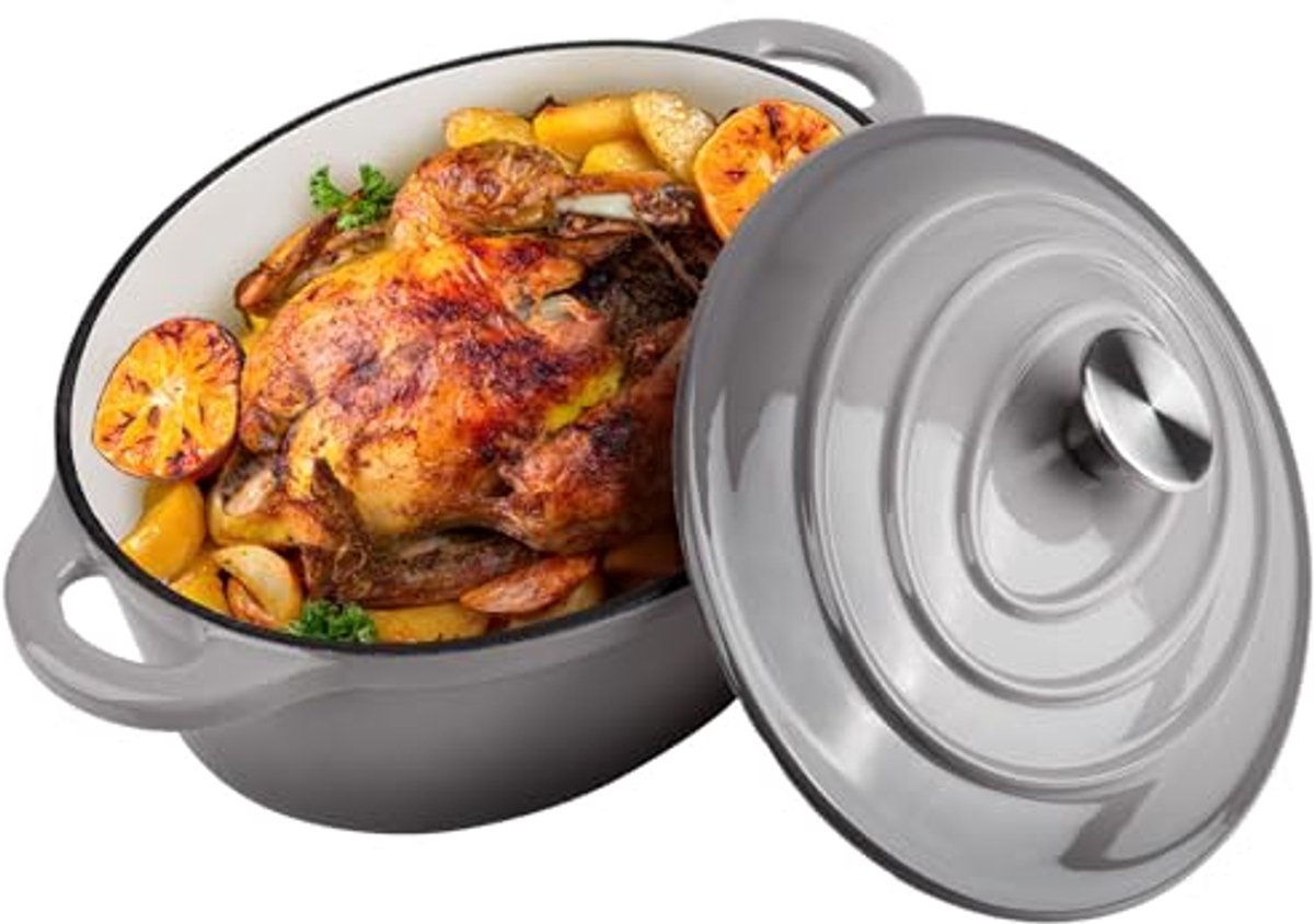 Ovale gietijzeren braadpan 5,5 liter - oven- en vaatwasmachinebestendig