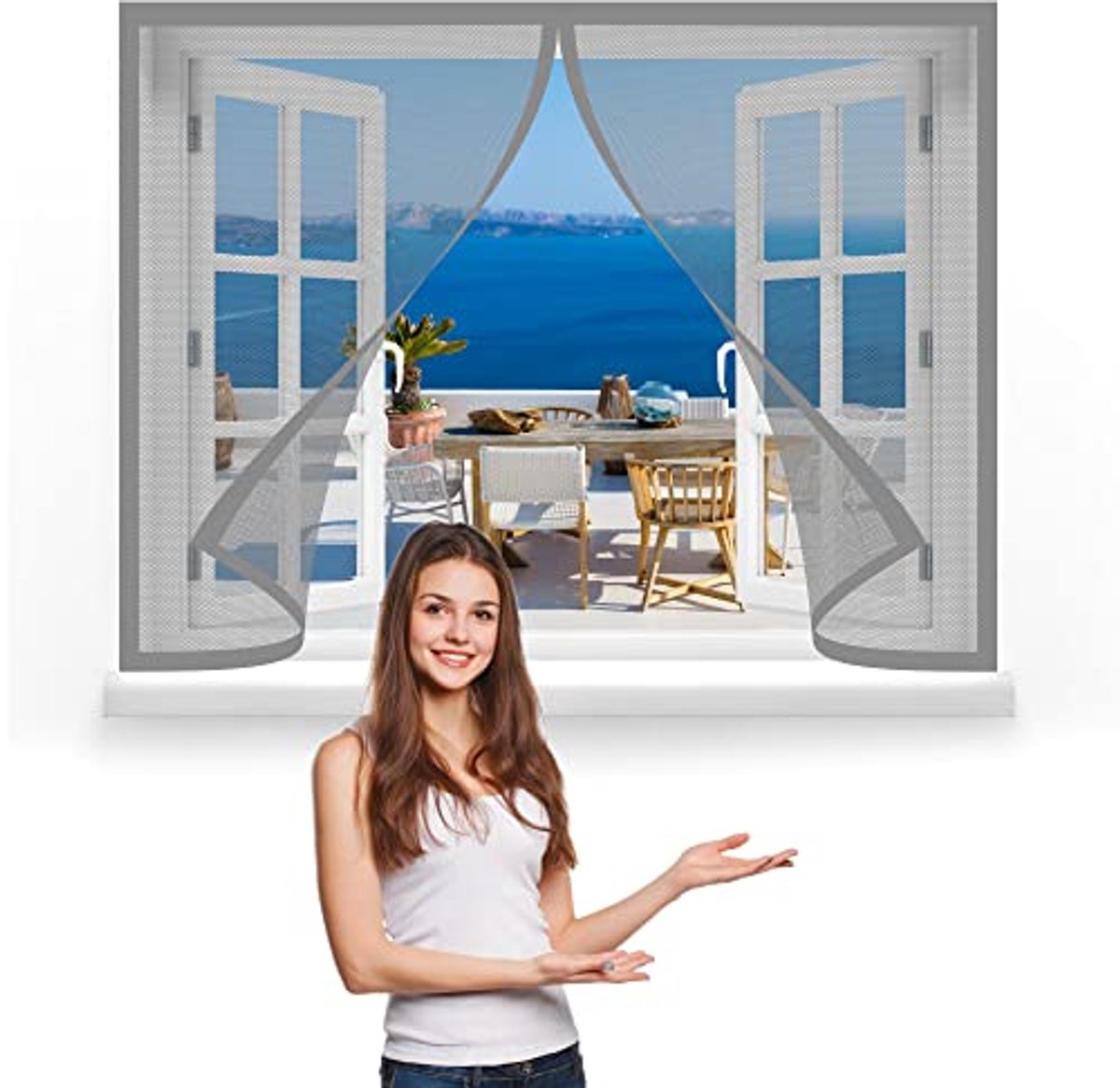 Vliegenhor Klamboe voor Raam 110 x 80 cm - Insectenwering met Anti-Muggengaas