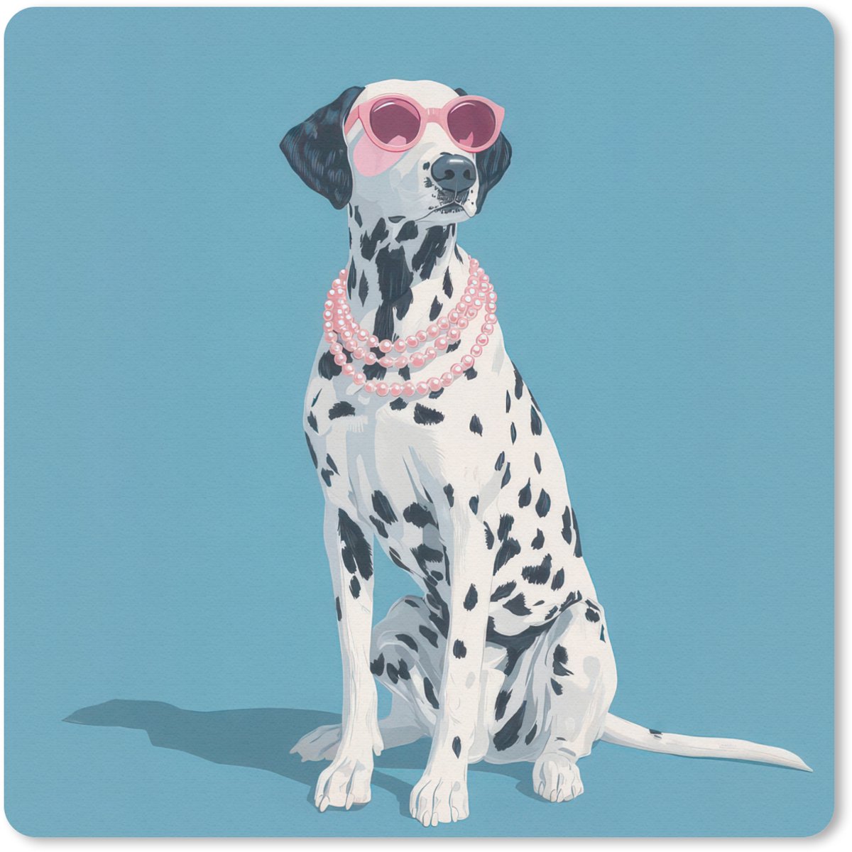 Muismat 30x30 cm - Mousepad Dalmatiër - Zonnebril - Blauw - Muismatten
