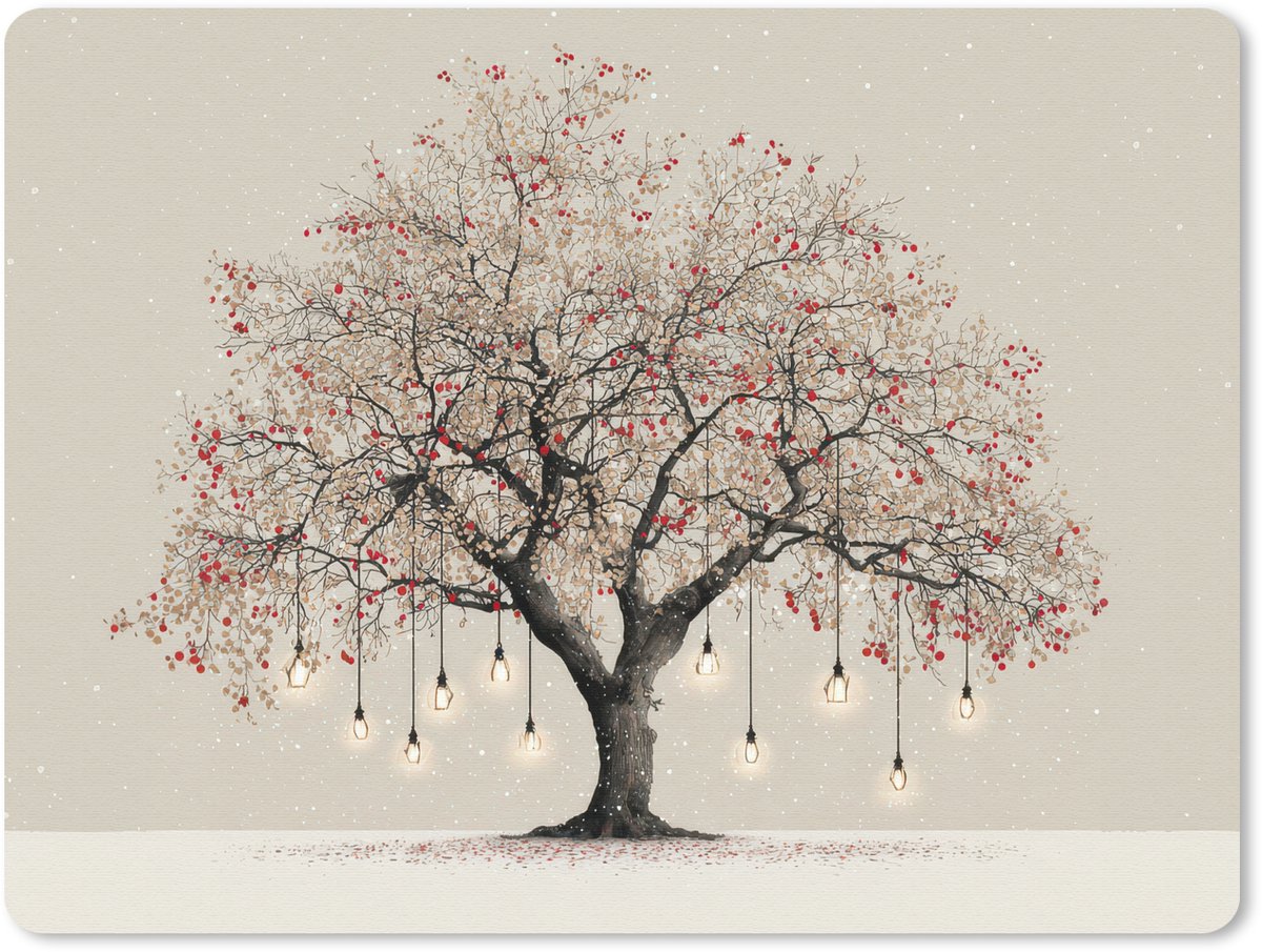 Muismat 23x19 cm - Mousepad Lichtboom - Winter - Kerst - Meerkleurig - Muismatten