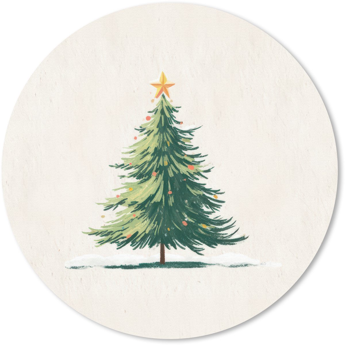 Muismat rond 30x30 cm - Mousepad Kerstboom - Illustratie - Ster - Sneeuw - Ronde muismatten