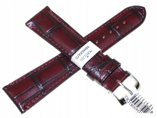 Bracelet de montre en cuir Morellato Tiepolo 22 mm rouge cousu main