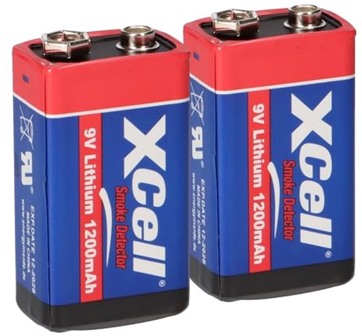2 x Lithium 9 Volt Batterij Blok 1200 mAh - Ideaal voor Rookmelders, Brandmelders, Meetinstrumenten en Microfoons