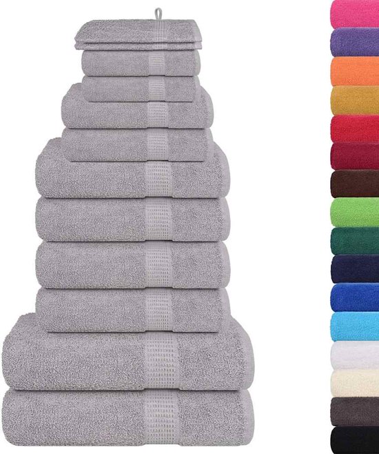 vidaXL - Ensemble de 12 serviettes - 360 g/m² - 100 % coton - gris