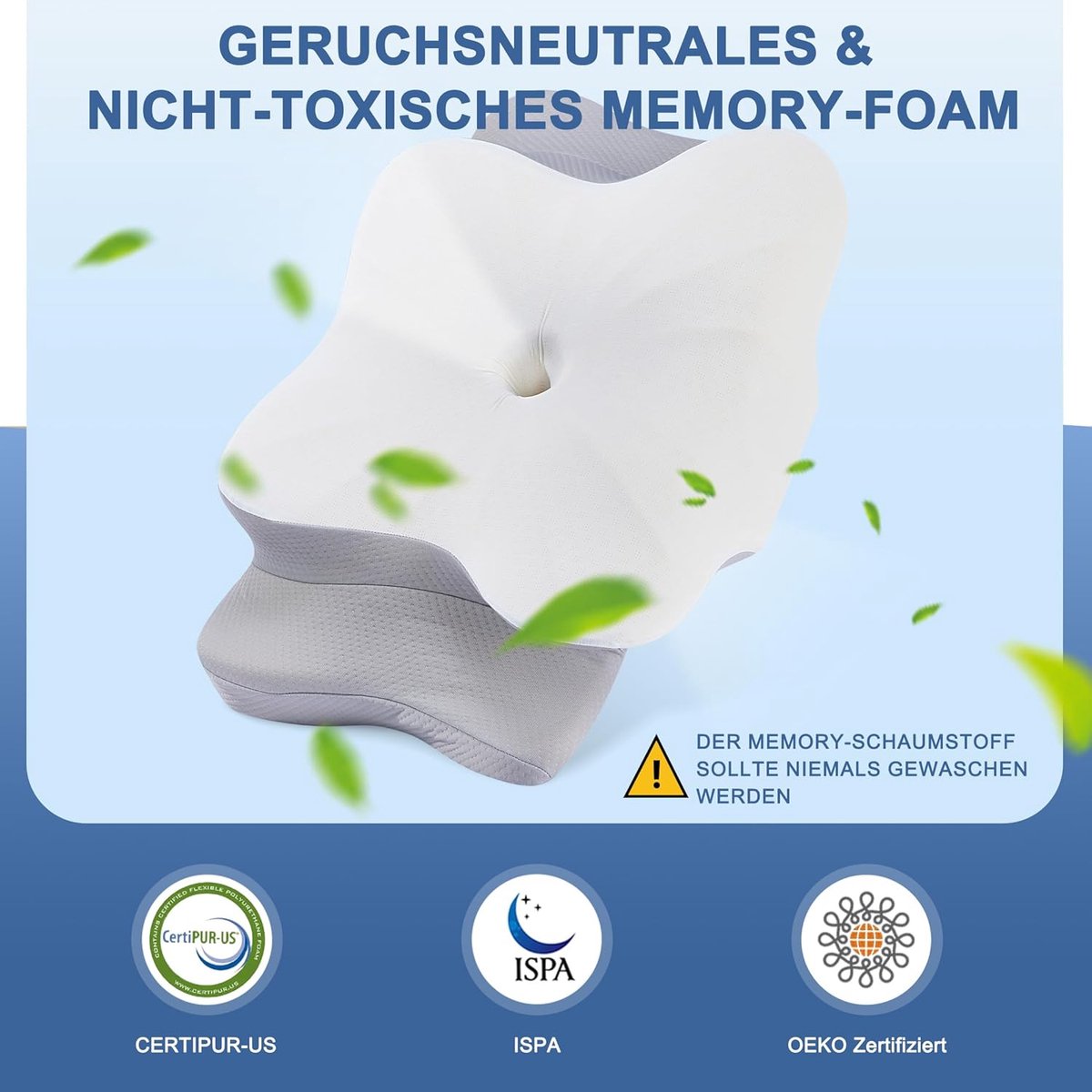 Anti-Snurk Kussen – Ergonomisch Orthopedisch Hoofdkussen van Memory Foam – Voor Apneu & Betere Ademhaling – Geschikt voor Alle Slaaphoudingen – 63x42,5 cm