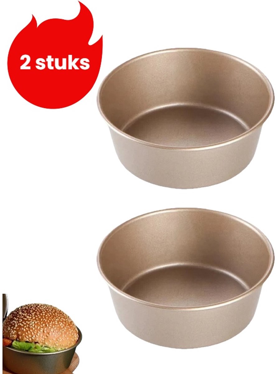 2-delige - Hamburgervorm - Mini-hotdogvorm - Ronde bakvorm voor kaas - Goud