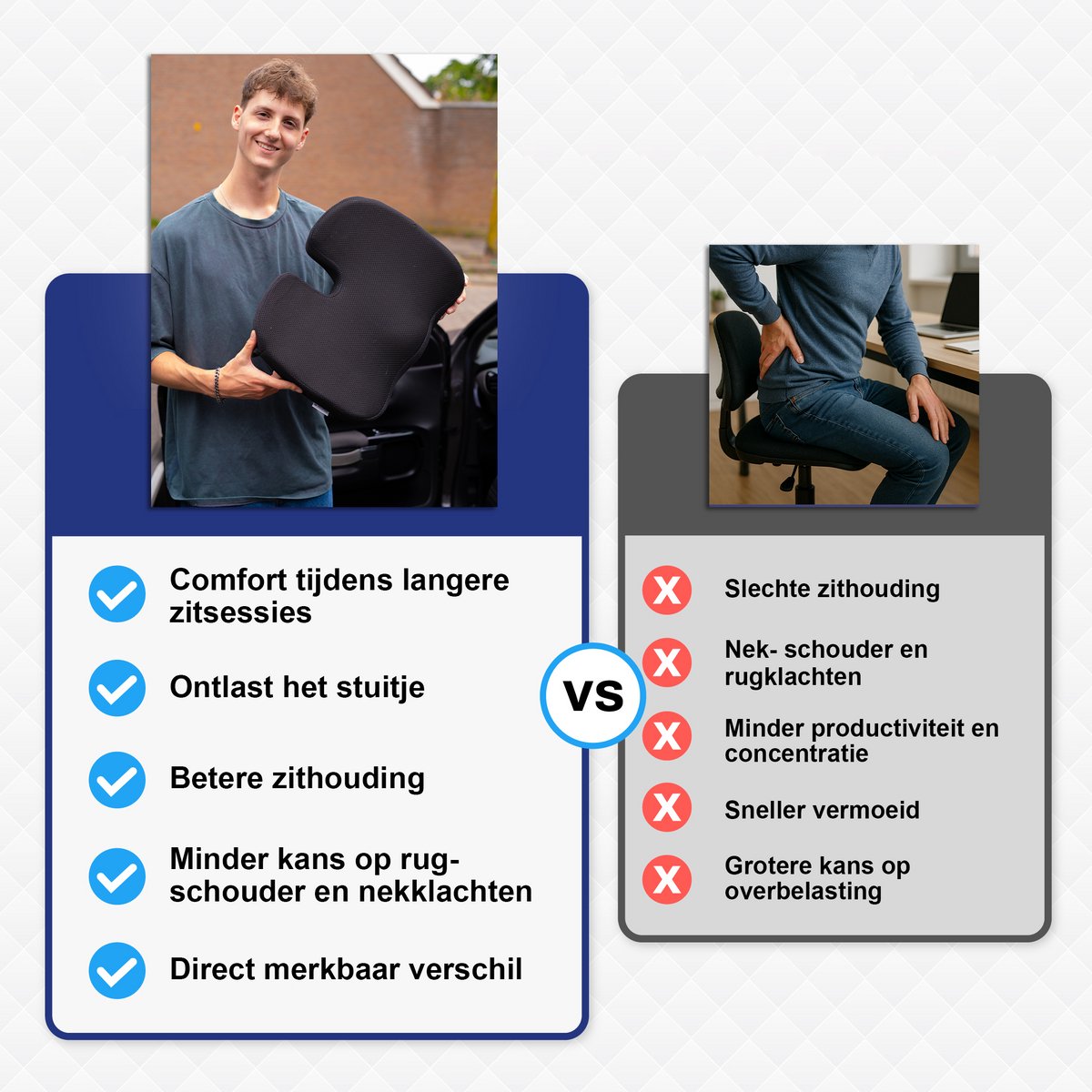 Sleeptight® Zitkussen Orthopedisch - Ergonomisch Stuitkussen Bureaustoel - Wigkussen Auto - Game Stoel Kussen - Autokussen - Staartbeen Kussen - Uitsparing - Gratis Mobiliteitsgids - Zwart - 45cm