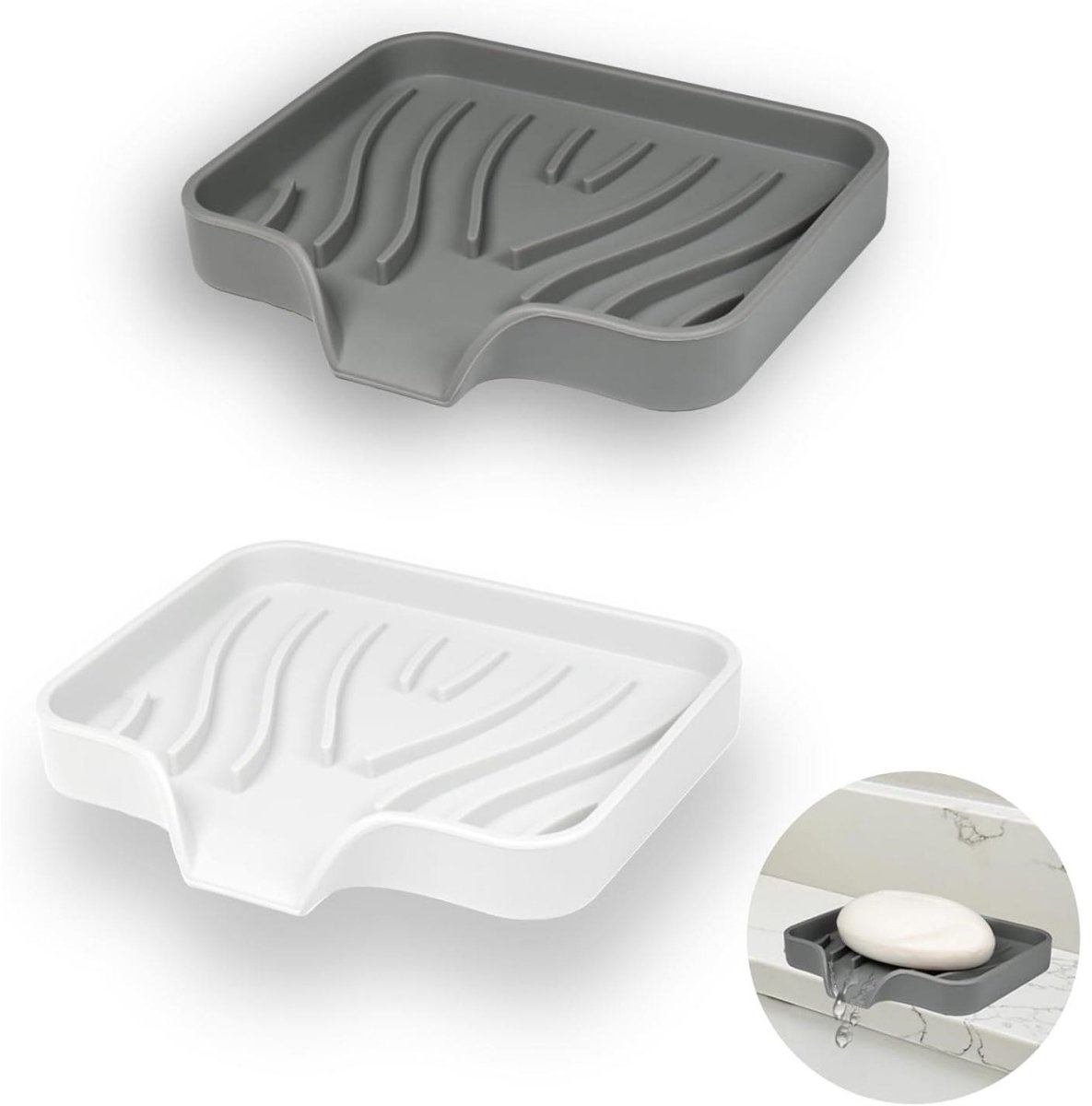EXCITAT Zeepbakje - Multifunctioneel - Met afvoer - Gemakkelijk schoon te maken - Voor badkamer, keuken en douche - 2 stuks