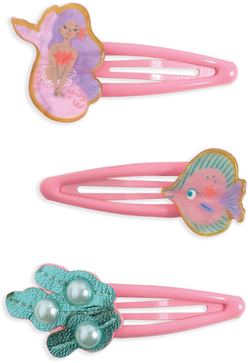 Djeco haaraccessoires haarclips Marina - set van 3 multicolor clips.