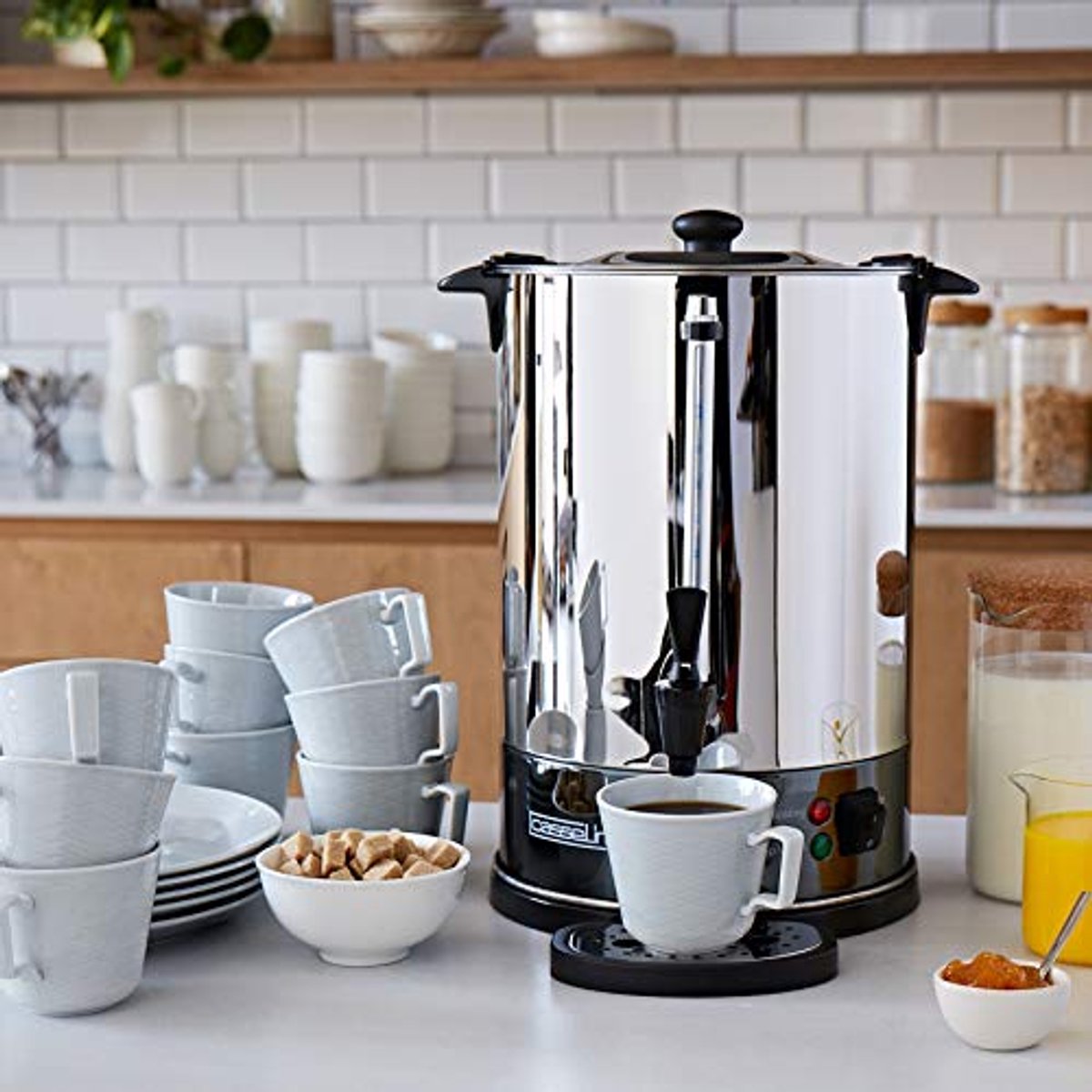 Koffiezetapparaat voor 100 kopjes, roestvrij staal, snelle bereiding