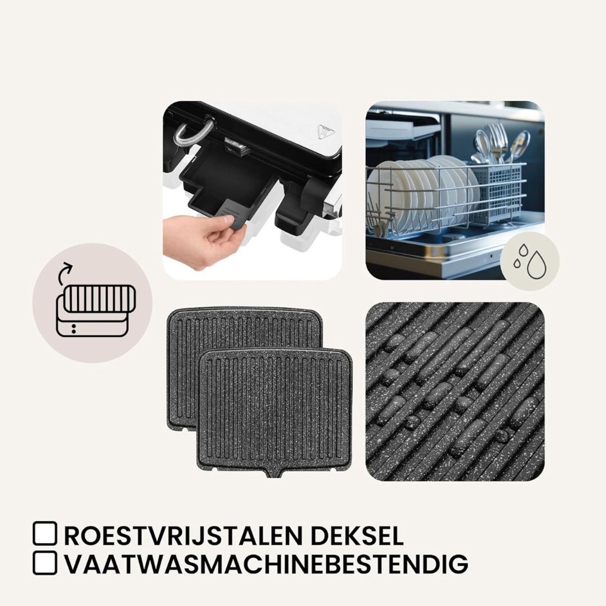 DailySupplies® Contactgrill - Tosti Apparaat - Tosti-ijzers - Panini Grill - Zilver en Zwart thumbnail 2