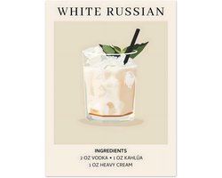 White Russian cocktail - Ingrediënten Poster 30x40 cm