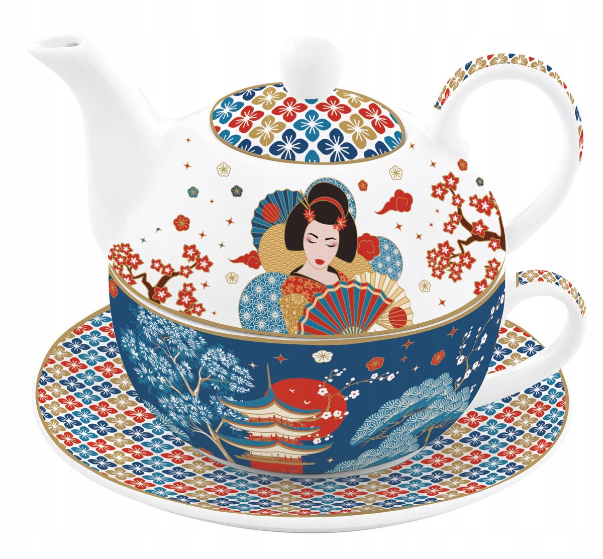Tea for One Set: Porseleinen Theepot met Kop en Schotel, 350ml