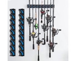 CHIWIN Hengelrek - Muurmontage Vishengel Opbergrek voor 9 Hengels - Hengelhouder - Diameter 3-19mm - Rod Rack - Excentrisch Cirkel Ontwerp - 45 x 5.5 x 3 cm