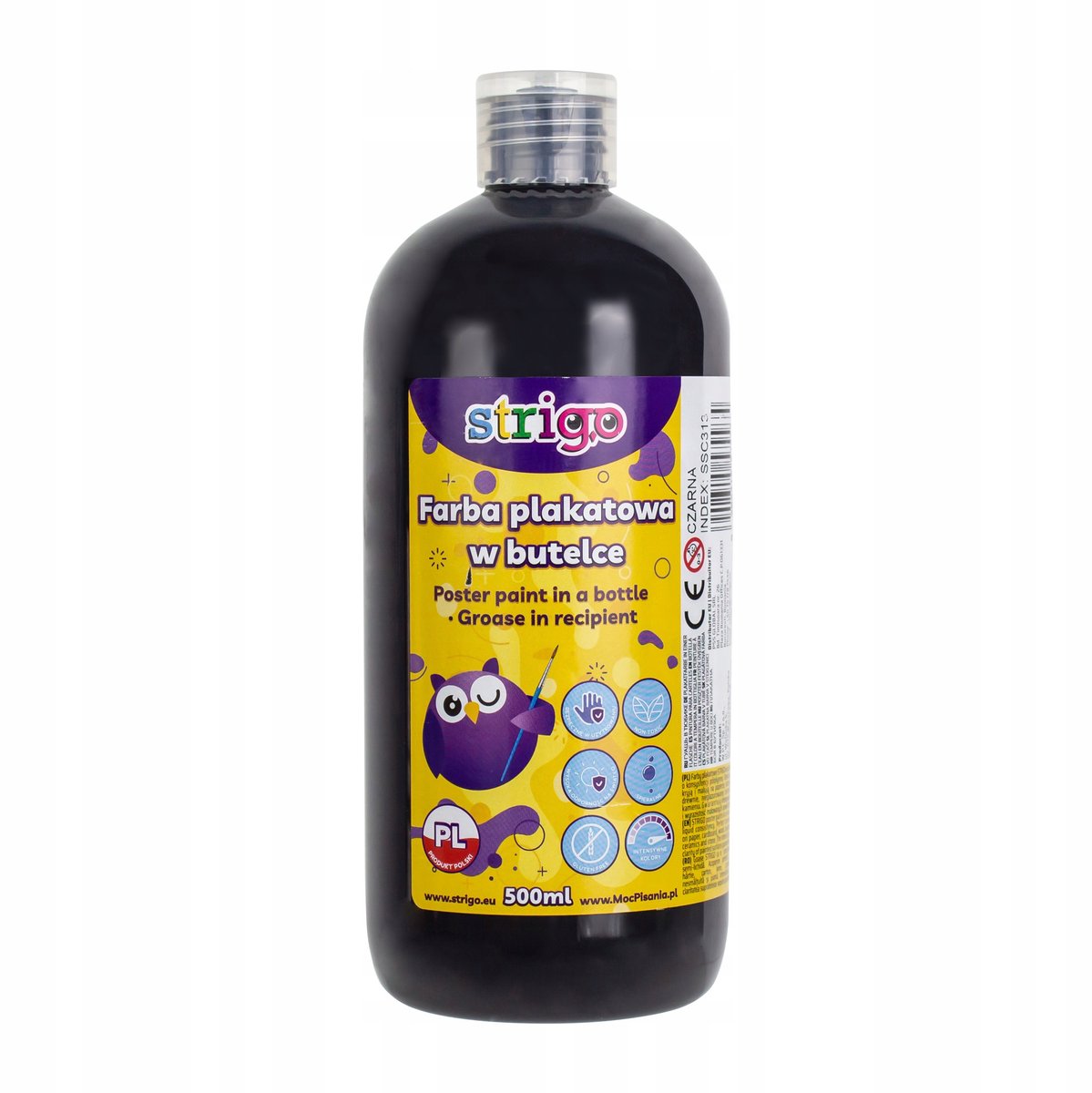 Strigo Plakkaatverf 500 ml - Zwart