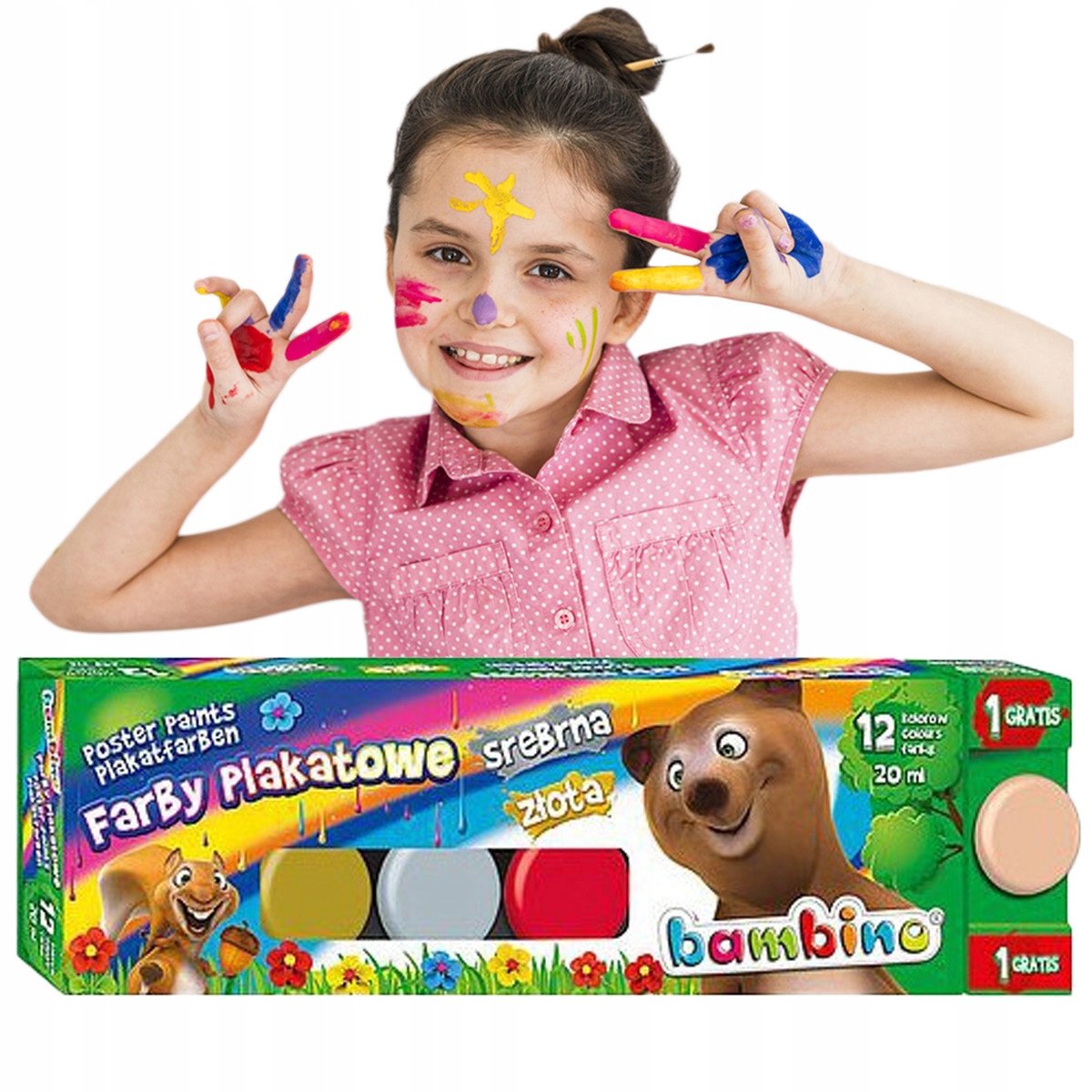 Bambino Plakkaatverf Set 12+1 Kleuren, 20ml per Stuk
