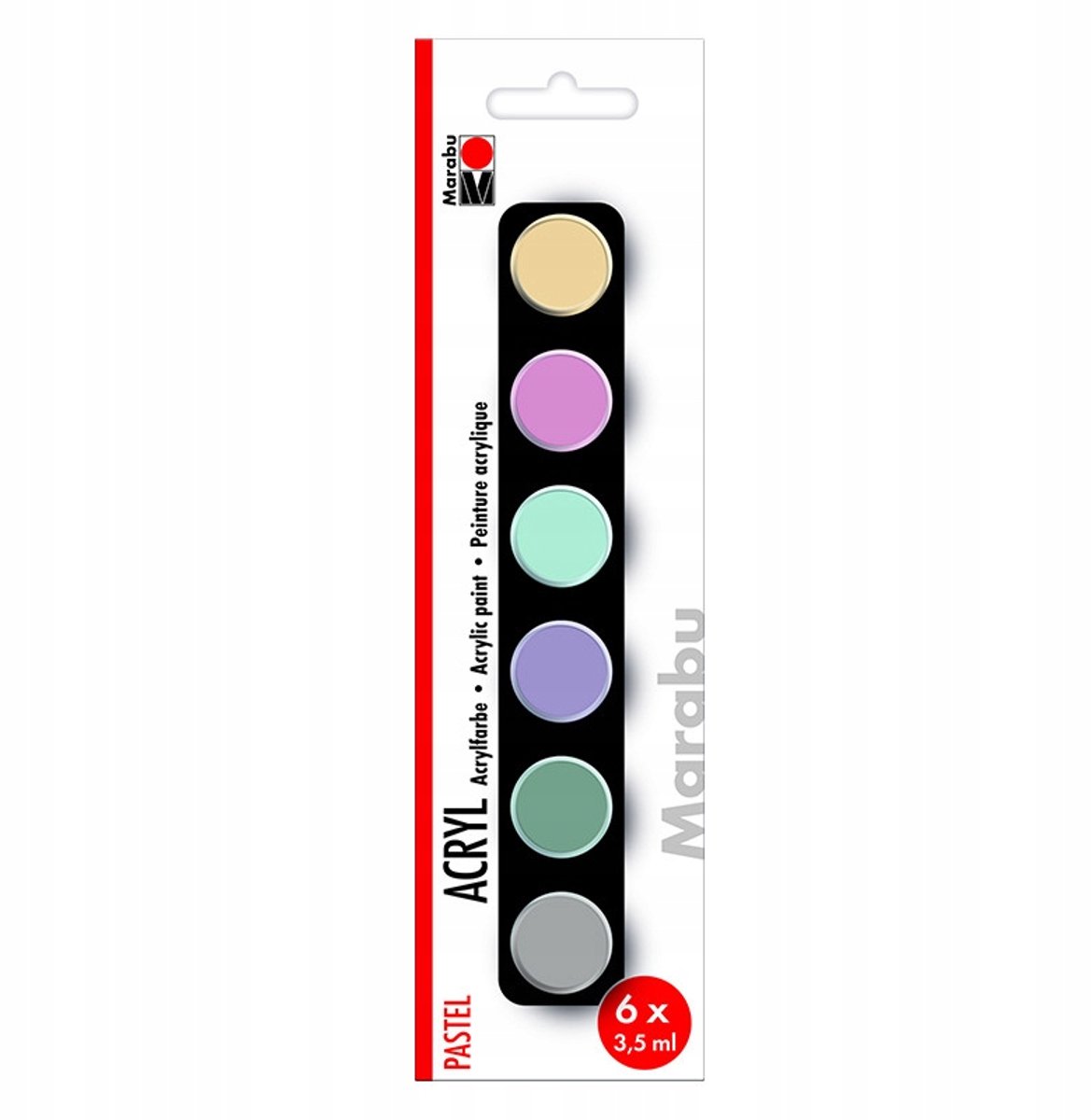 Marabu Pastel Acryl Verf Set - 6 Kleuren (3,5 ml per stuk)