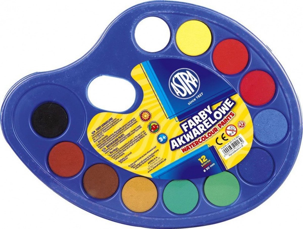 Astra Aquarelverf Palet 12 Kleuren voor Kinderen
