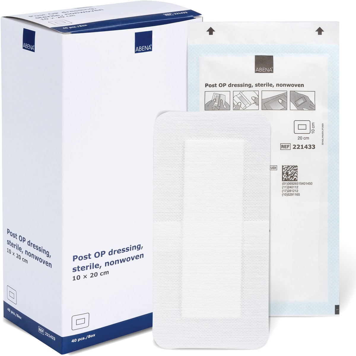 Abena Eilandpleister - 40 Stuks - Steriel Absorberend Wondverband - Nonwoven Pleisters - 10 x 20 cm