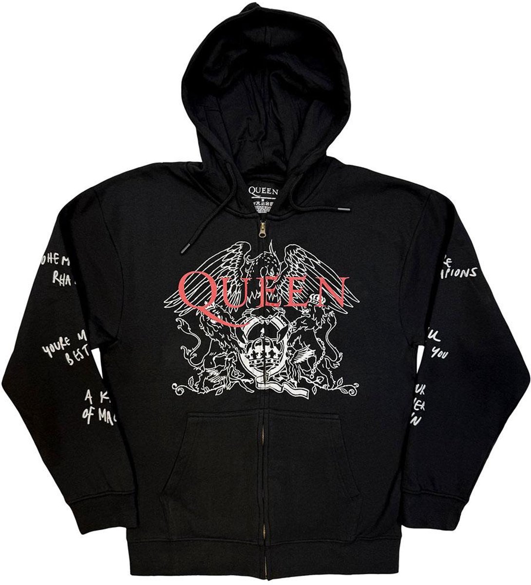 Queen - Logo & Crest Outline Vest met capuchon - M - Grijs