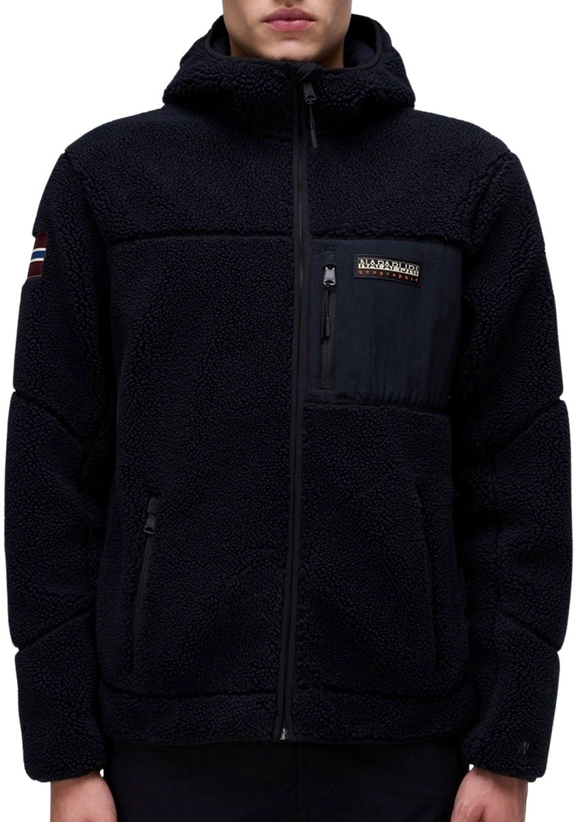 Napapijri Yupik Full-Zip Hooded Fleecejas Heren Zwart