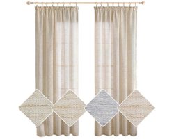 DailySupplies® Gordijnen Kant en Klaar met Haakjes - Gordijn voor Gordijnroede - Gordijnen Verduisterend - Natural