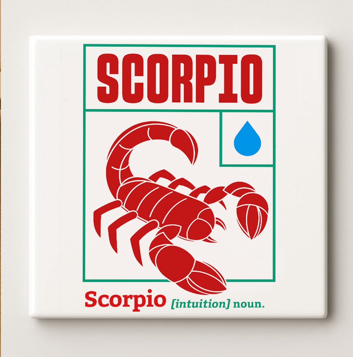 Nevolis Schorpioen Dierenriem Tegel 15x15 cm – Stijlvolle Astrologie Wanddecoratie met Rood Schorpioen Ontwerp & Water Element Symbool Multi Color