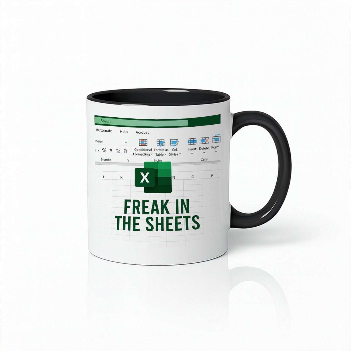 Freak in the Sheets Mok 330ml – Witte Keramische Koffiemok met Zwarte Oor – Grappig Kantoor Excel Geïnspireerd Design Cadeau voor Collega’s & Spreadsheet Liefhebbers