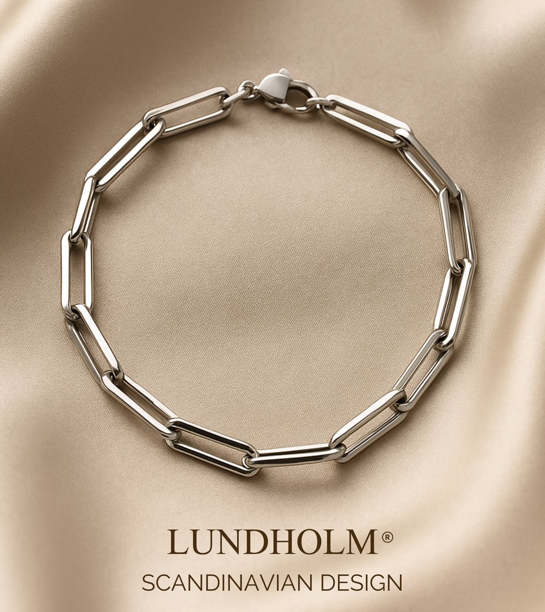 Lundholm Armband Dames Zilverkleurig Jewellery - Premium Stainless Steel - Paperclip Schakelarmband My (17.5 cm) - Elegant & Tijdloos - Luxe Geschenkverpakking