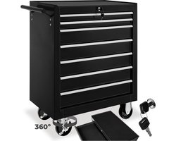 tectake® Gereedschapswagen met 7 Laden - Werkplaatswagen - Rijdende Werkplaats - Lege Gereedschapswagen - Gereedschapskist - 69 x 33 x 79 cm - Wielen met Rem - Incl. 2 Sleutels - Zwart