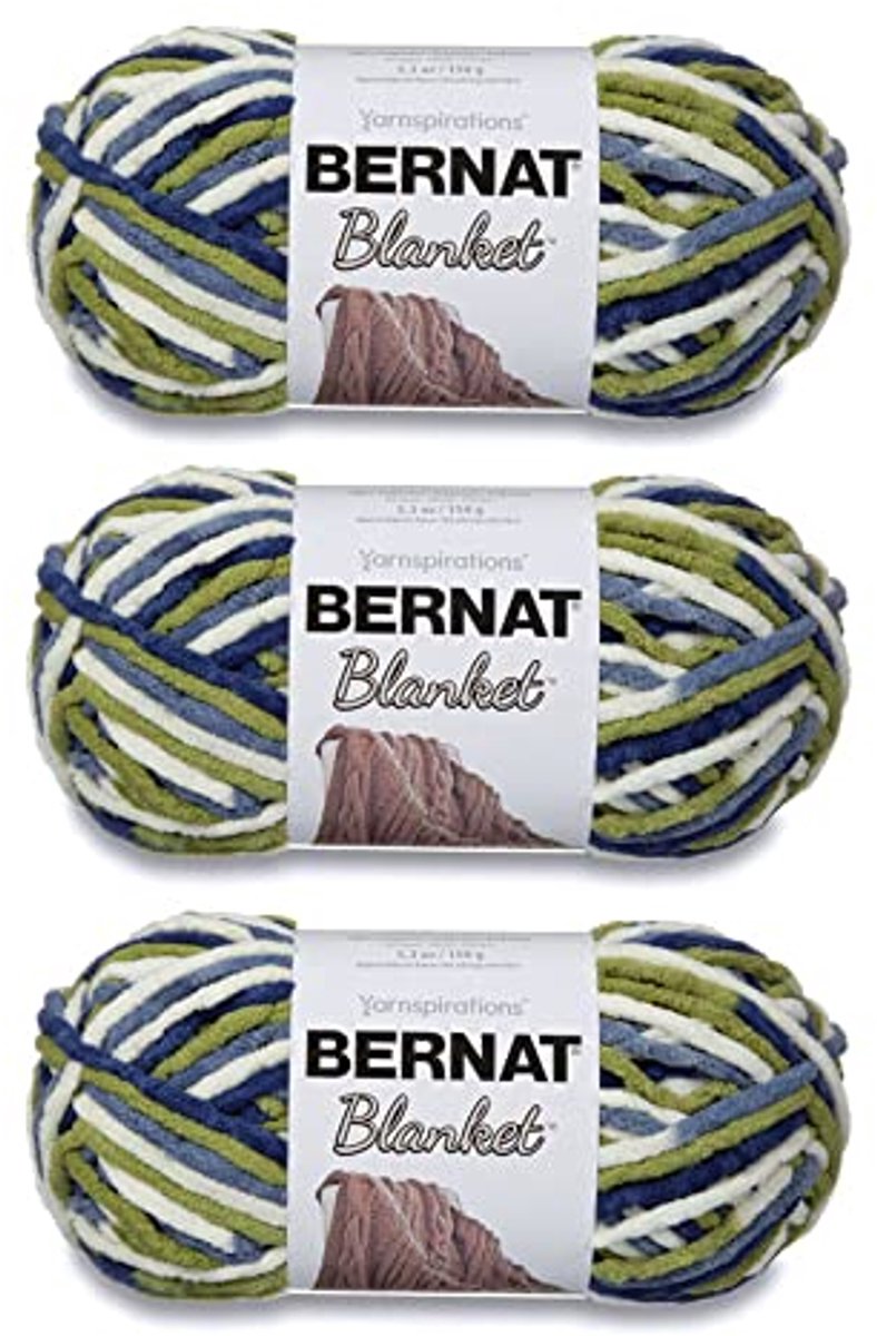 Bernat Deken Oceanside Garen - 3 Pack van 150g/5,3 oz - Polyester - 6 Super volumineus - 108 meter - Breien, Haken, Amigurumi, Chunky Chenille Garen