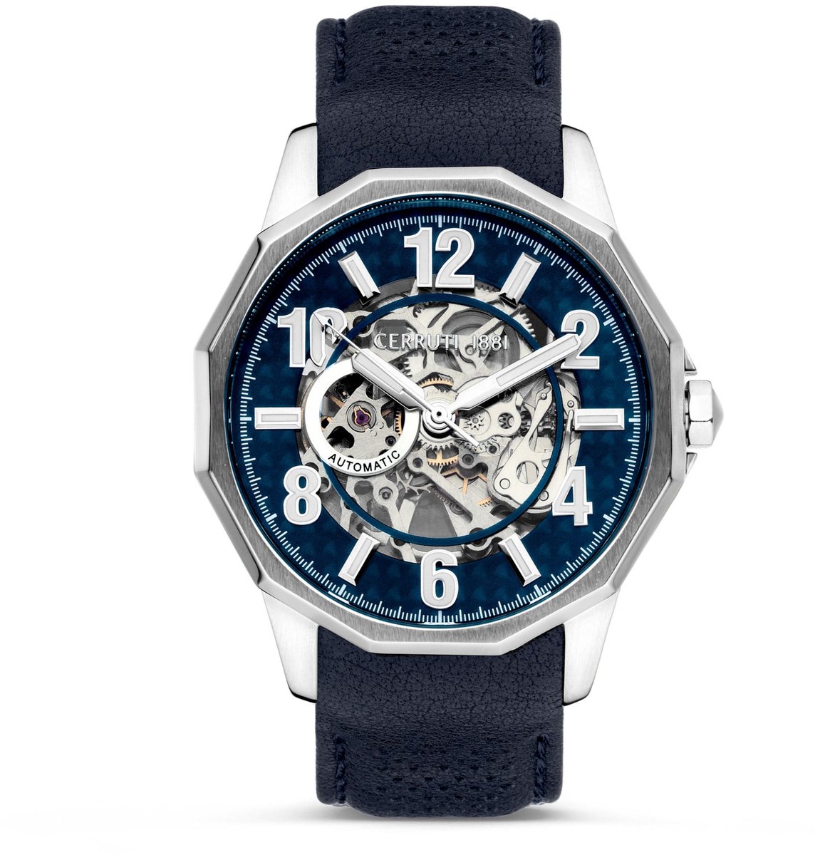 Cerruti 1881 CIWGE0007302 - Horloge - Leer - Blauw - 45.5 mm