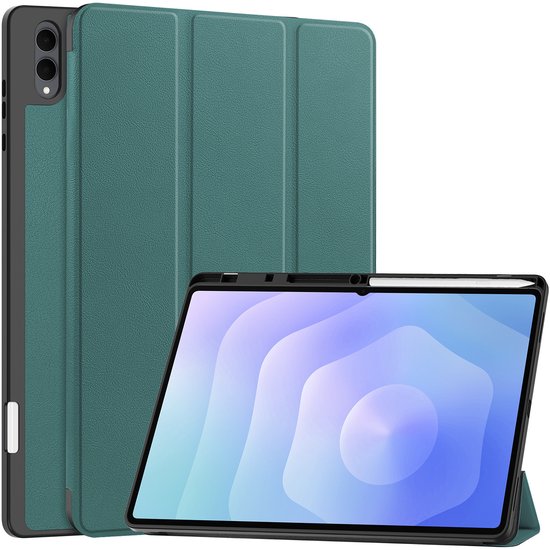 Hoesje - Geschikt voor Samsung Galaxy Tab S11 Ultra - Dun & Stevig - Hard Cover Case - Trifold Bookcase Hoes - Met Uitsparing Geschikt voor S Pen - Hardcover Book - Tablethoes - Donkergroen