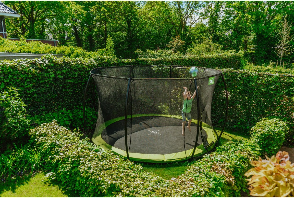 EXIT Silhouette Trampoline ø366cm - met Veiligheidsnet - Inground - Rond - Groen