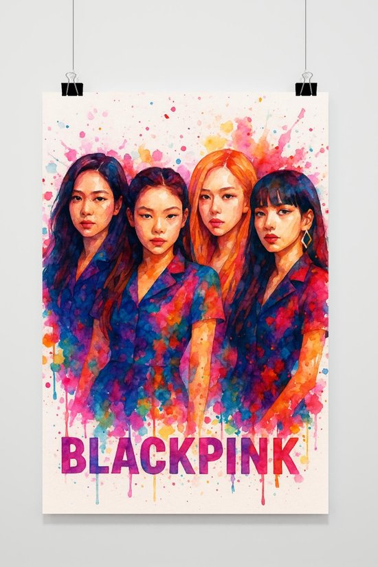 Poster BLACKPINK - Posters Musique - K-pop - Aquarelle - Texte - Décoration murale chambre ado - Papier 180 g/m² - XS6785KMD - Dimensions : 30 x 40 cm