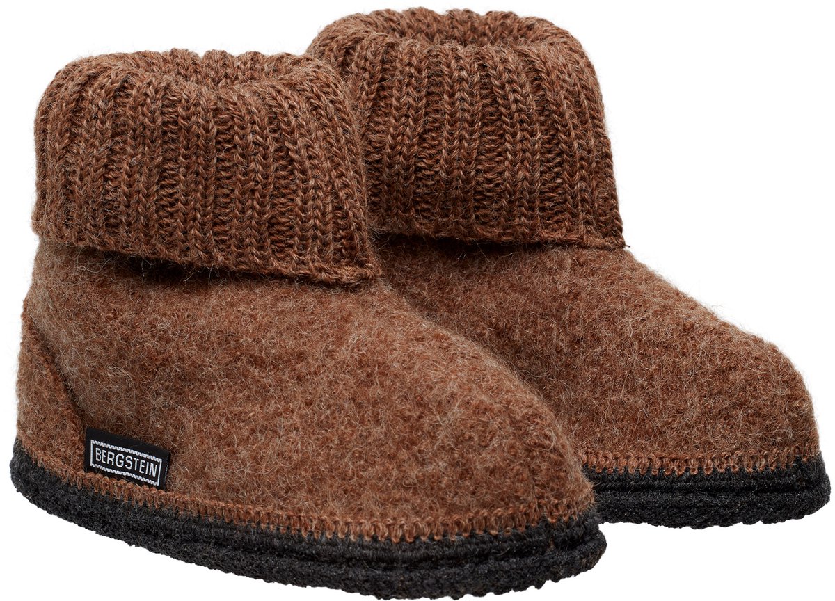 Bergstein Cozy Sloffen - Pantoffels voor dames, heren en kinderen - 100% Zuiver scheerwol - Brown