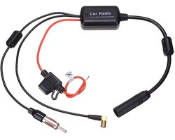 Universele Antenne Radio Signaalversterker DAB+/FM/AM - 85-240MHz - 25dB - 34cm - ANT-208-Plus - Zwart