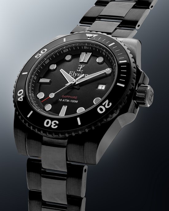 Montre homme Elysian Zwart 42 mm - Acier 316L - 10 ATM - Seiko