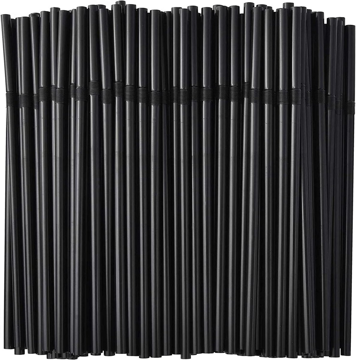 Plastic rietjes - 250stuk - hebruikbaar - buigrand - 24cm - zwart