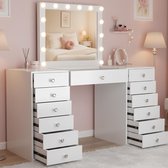 Make up tafel , Kaptafel met LED-verlichting 95x43x149 cm Zwart