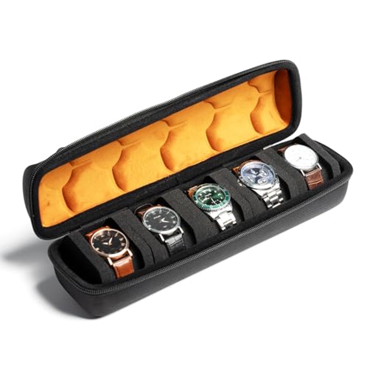 Hard Watch Roll Reisetui - 5 Slots Organizer met Antislip Horlogekussens