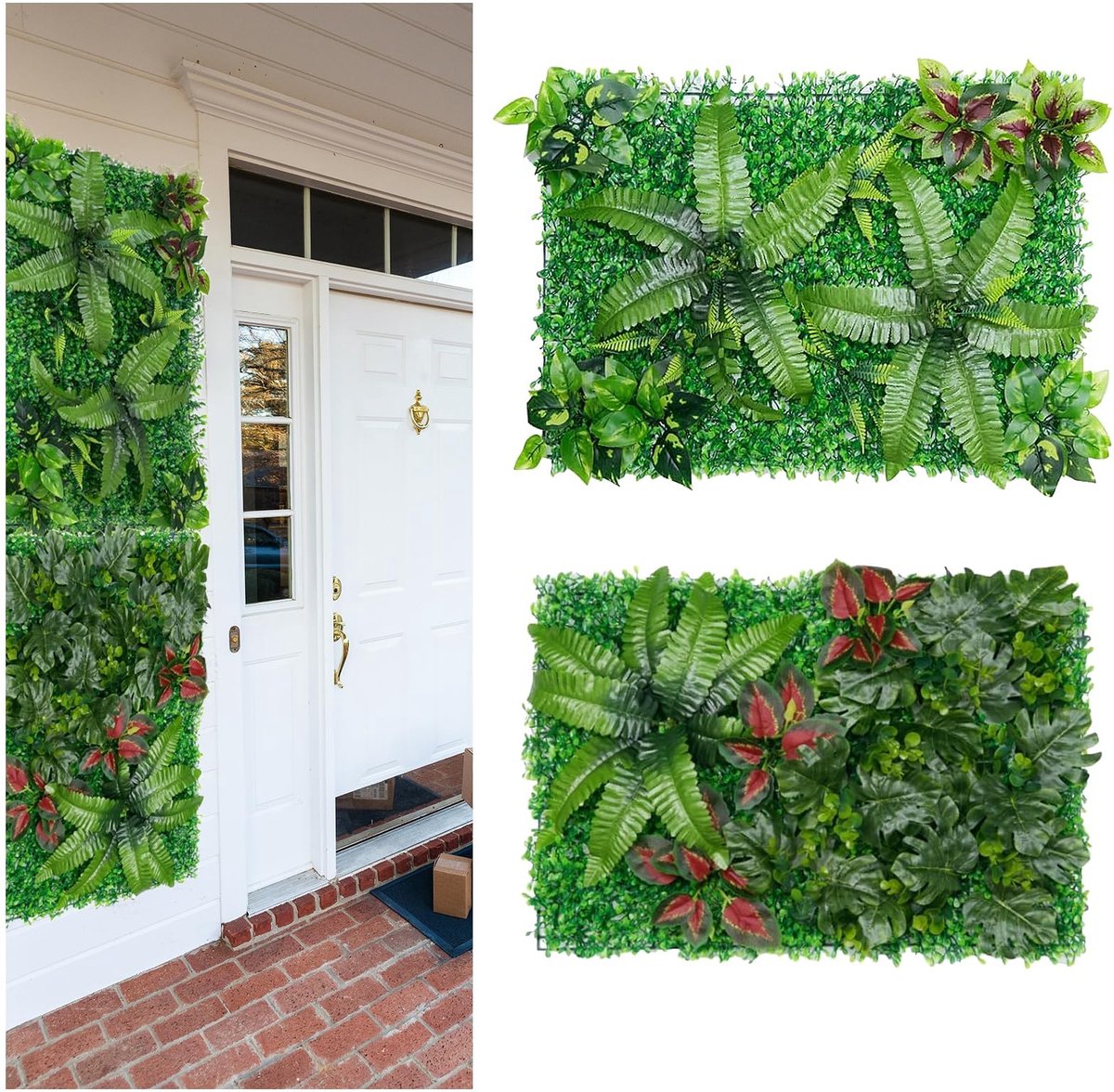 Ibenzoa Set van 2 Realistische Kunstplantenpanelen voor Binnen en Buiten Decoratie groen