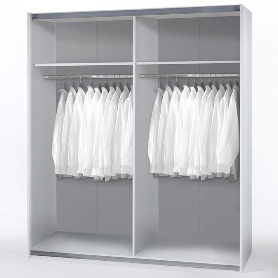 Armoire Tiempo 170x59x195cm avec deux portes - blanc - Bega Polpower - Armoires de chambre à coucher - Blanc - Panneaux de particules - Armoires de chambre à coucher