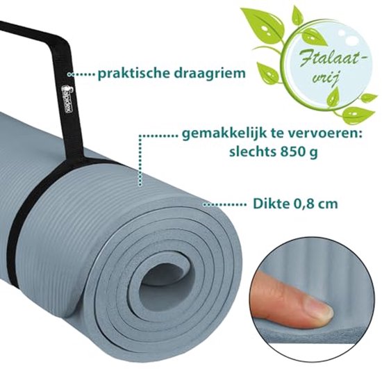 Yoga Mat 183 x 60 cm - Antislip en Huidvriendelijk - Fitness Matte met Draagriem voor Thuis en Gym — afbeelding 4